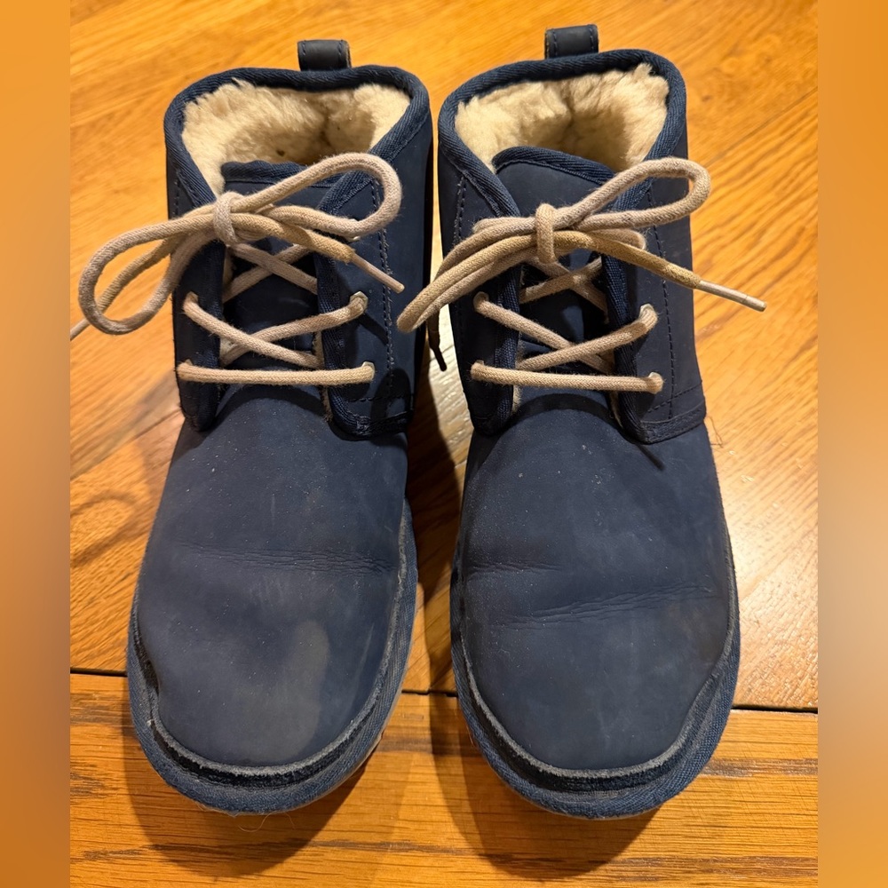 UGG Neumel Navy Blue Suede Ankle Chukka Boots with Wool Lining Sz 5